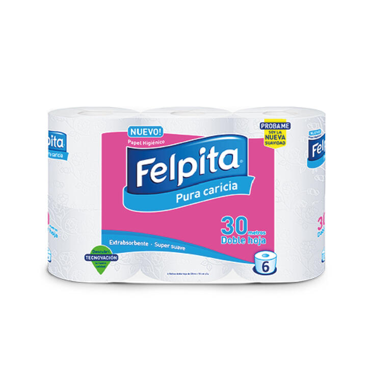 HIGIENICO FELPITA HOJA DOBLE X 6 ROLLOS - 30 M - EXTRA BLANCO