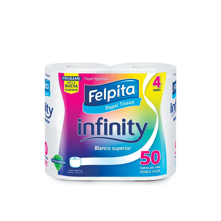 HIGIENICO FELPITA HOJA DOBLE X 4 ROLLOS - 50 M - EXTRA BLANCO