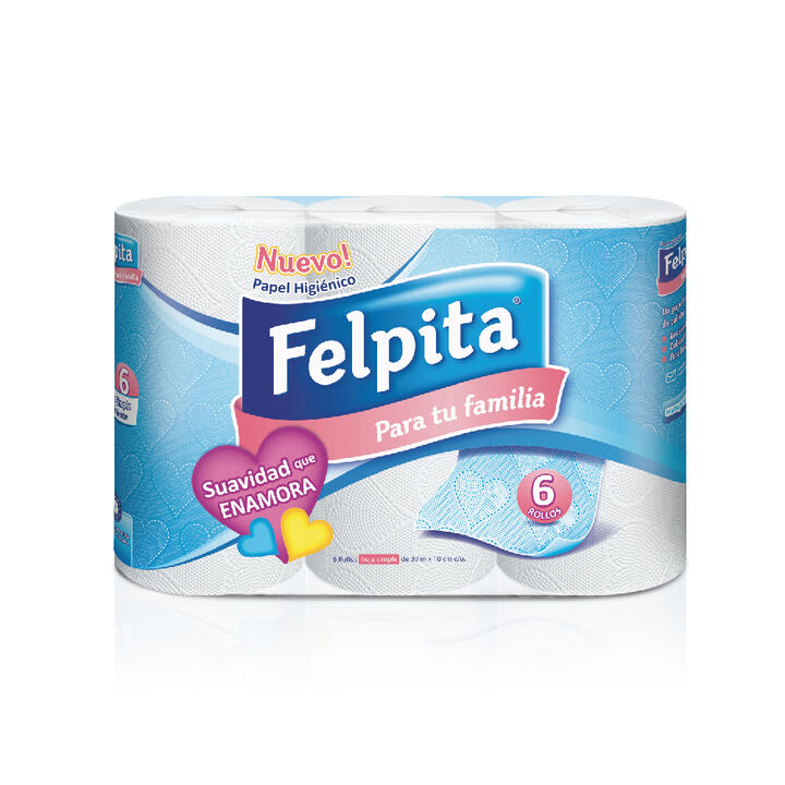 HIGIENICO FELPITA HOJA SIMPLE X 6 ROLLOS - 30 M - EXTRA BLANCO