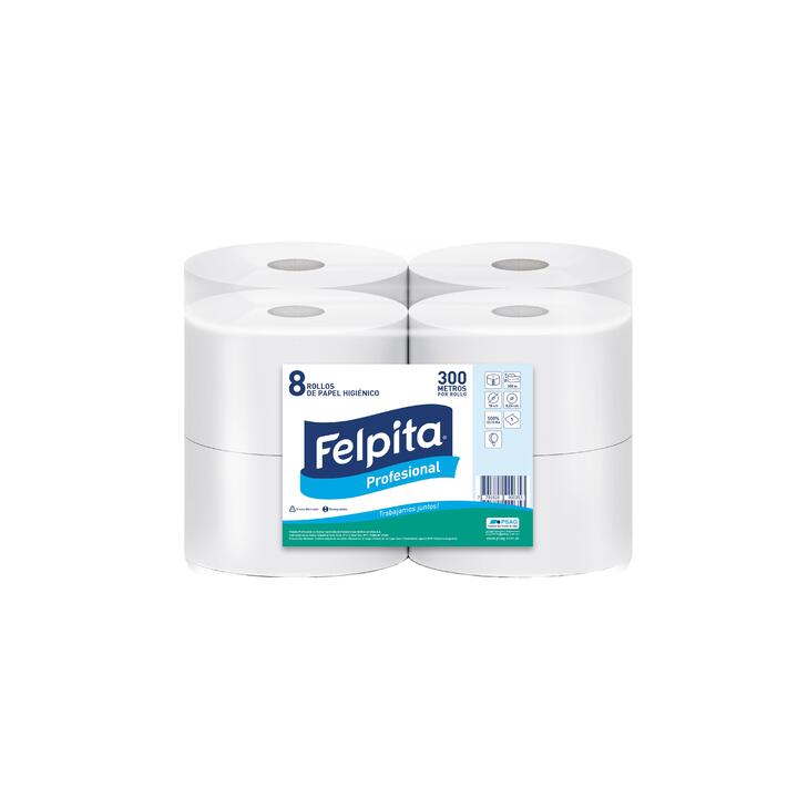 HIGIENICO JUMBO FELPITA HOJA SIMPLE CONO ANCHO - 300 M - EXTRA BLANCO