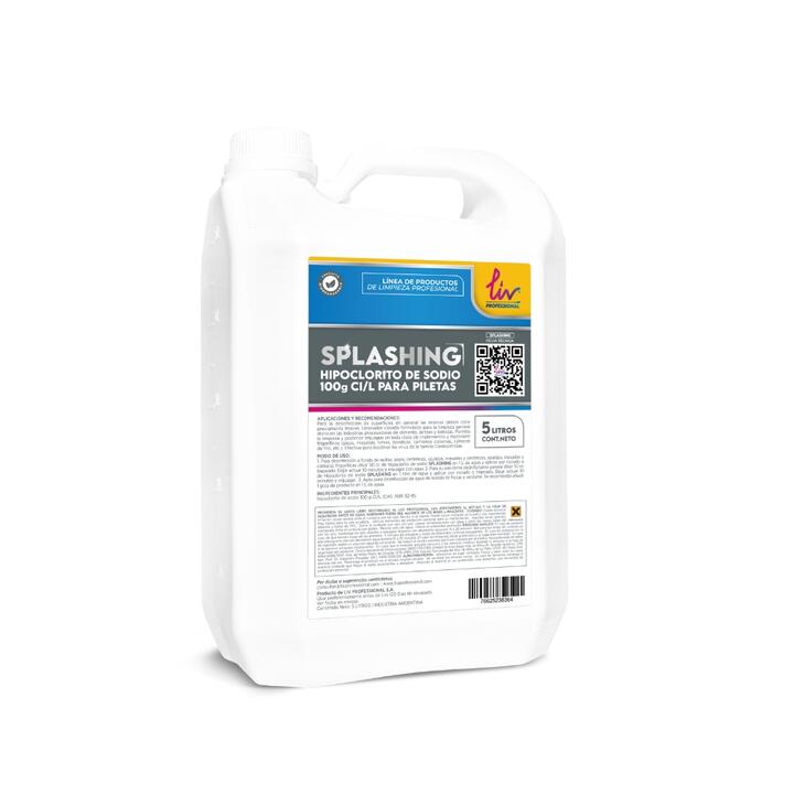 SPLASHING HIPOCLORITO DE SODIO PARA PILETAS 100 gr Cl/l - 5 L