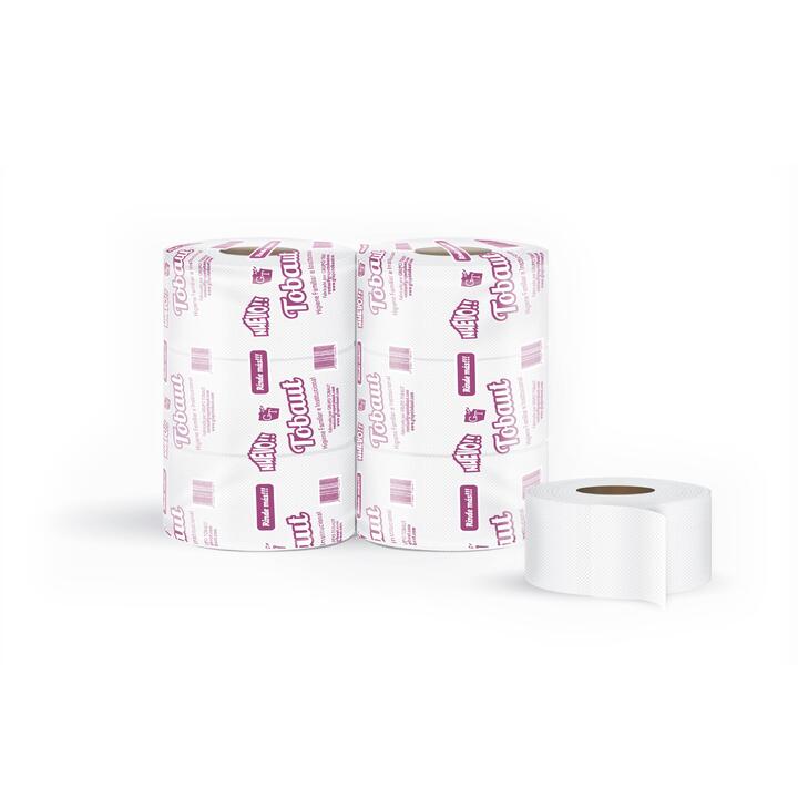 PAPEL HIGIENICO TOBAUT JUMBO LARGOMETRAJE HOJA SIMPLE X 6 ROLLOS - BUJE ANCHO - EXTRA BLANCO