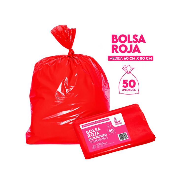 BOLSA DE RESIDUO ROJA LIV - 60 X 80 CM - 50U