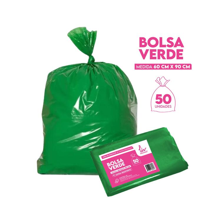 BOLSA RESIDUOS LIV VERDE  - 60x90 CM / 50 U.