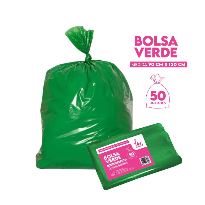 BOLSA RESIDUOS LIV VERDE  - 90x120 CM / 50 U.