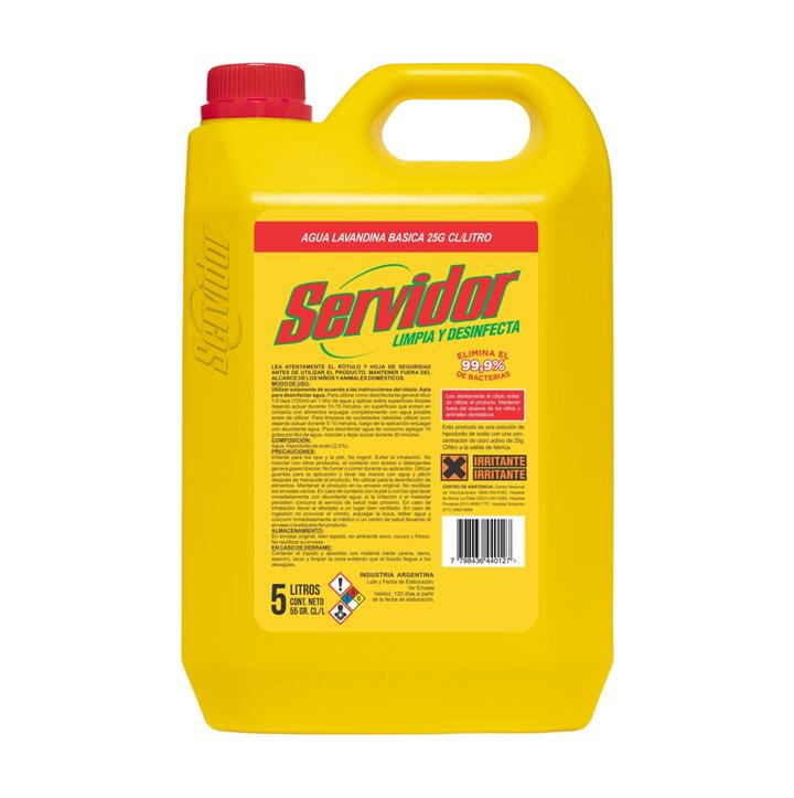 AGUA LAVANDINA 25GRS SERVIDOR - 5 L 