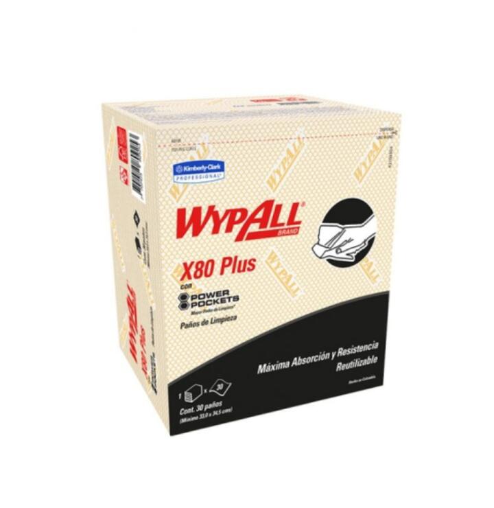 PAÑOS DE LIMPIEZA PRE DOBLADOS WYPALL X80 PLUS - 30 PAÑOS - AMARILLO