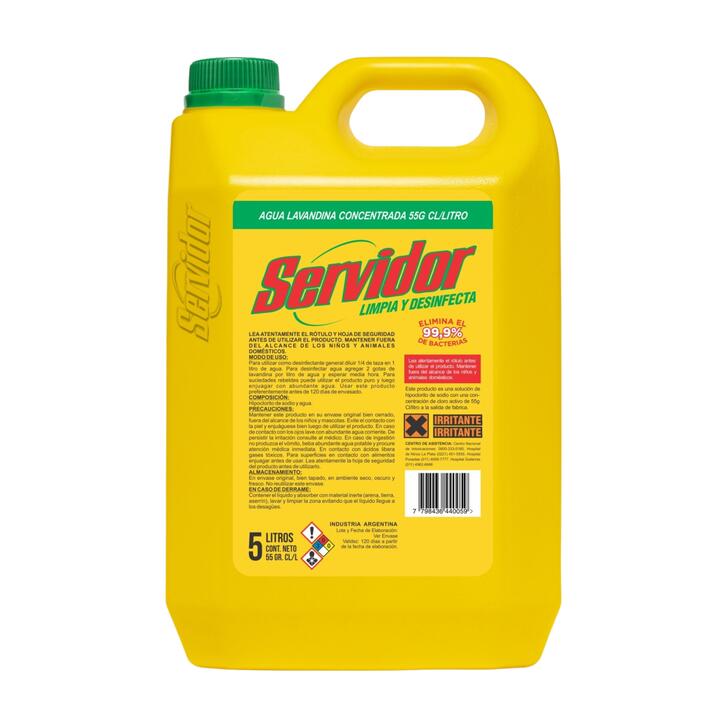 AGUA LAVANDINA CONCENTRADA 55GRS SERVIDOR - 5 L - EAN: 7798436440059